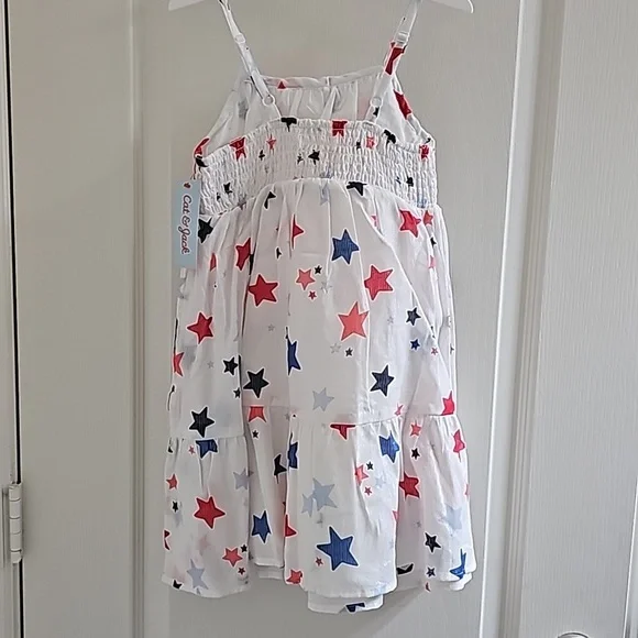 Cat & Jack white summer dress with red and blue multi star summer dress - Picture 2 of 14